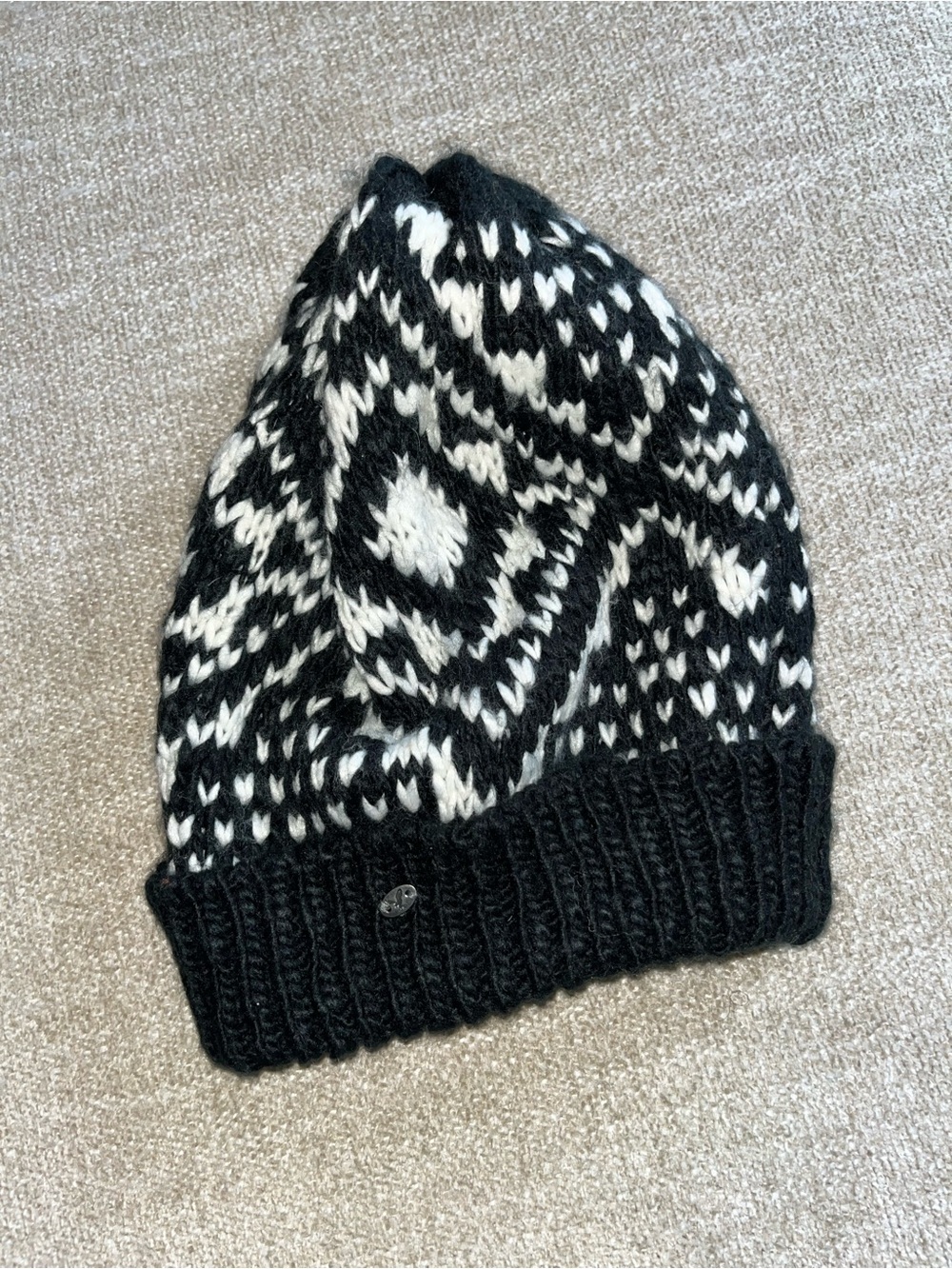 American Eagle Outfitters Black & White Fair Isle Knit Beanie